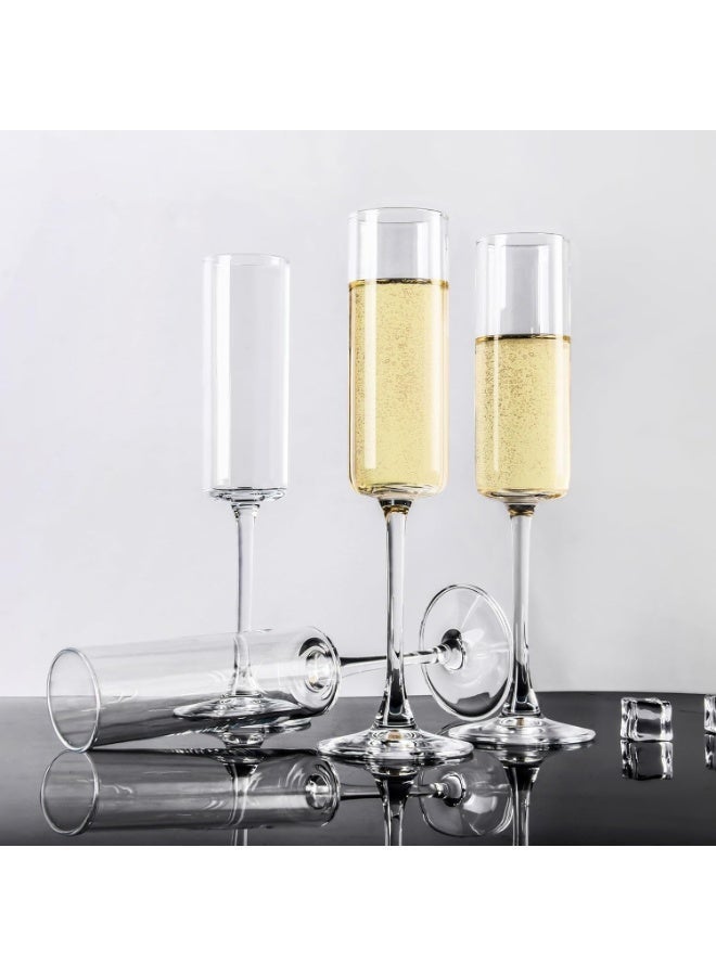 DubaiCrystal Champagne Flutes Set of 6, 6oz Classic Champagne Glasses, Sparkling Wine Glass, Stemmed Champagne Flutes for Party, Wedding and Home - Clear - Image 4